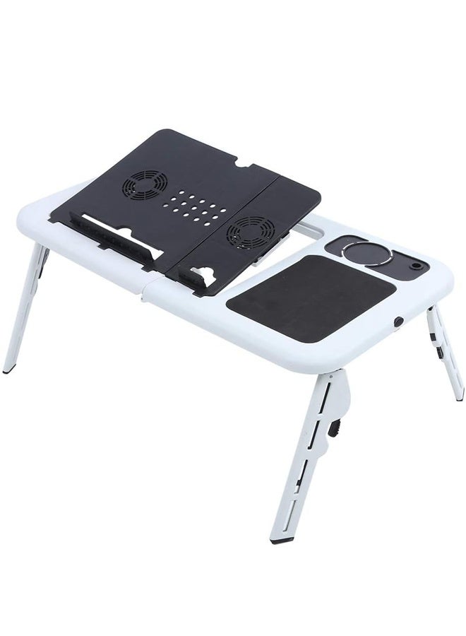 طاولة قابلة للطي، حامل لوحي قابل للتعديل مع صينية لوحة مفاتيح منزلقة ومروحة تبريد كبيرة للكمبيوتر المحمول والتابلت - Image 2