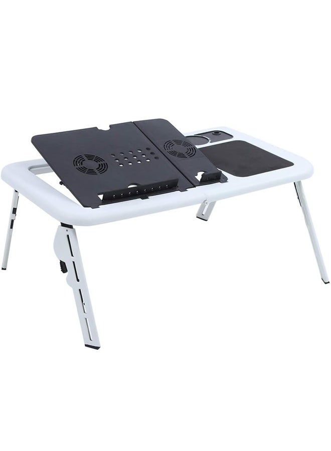 طاولة قابلة للطي، حامل لوحي قابل للتعديل مع صينية لوحة مفاتيح منزلقة ومروحة تبريد كبيرة للكمبيوتر المحمول والتابلت - Image 3