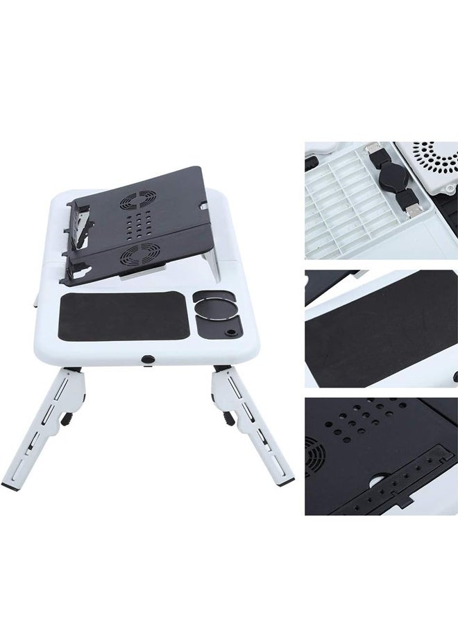 طاولة قابلة للطي، حامل لوحي قابل للتعديل مع صينية لوحة مفاتيح منزلقة ومروحة تبريد كبيرة للكمبيوتر المحمول والتابلت - Image 4