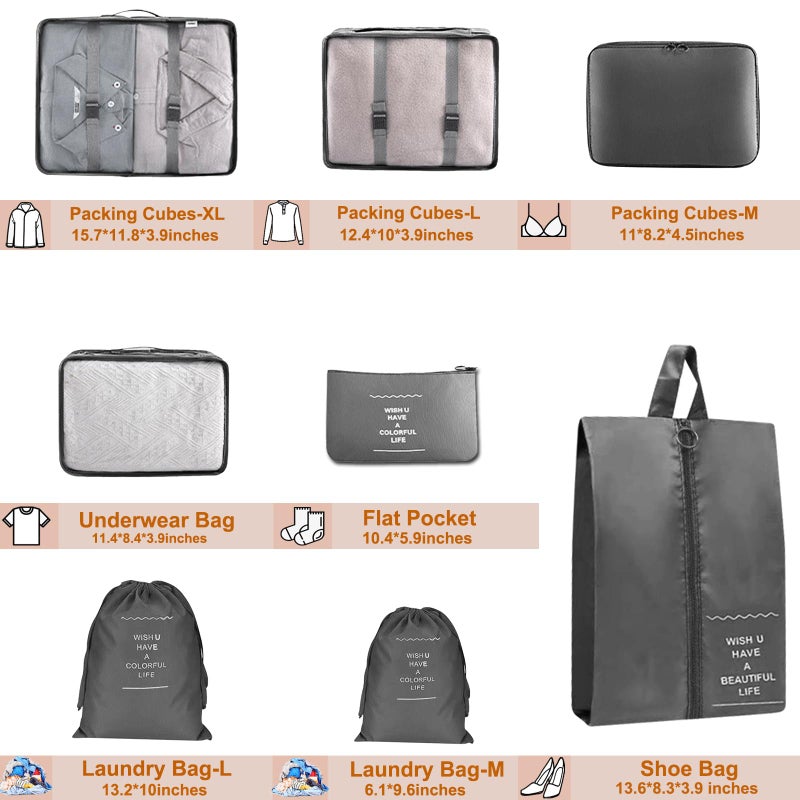 YEEYAA 8 Set Packing Cubes for Suitcase, Packing Cubes for Carry on Suitcases, Luggage Organizer for Travel Essentials, Large Mesh Luggage Bag for Suitcases - Image 4