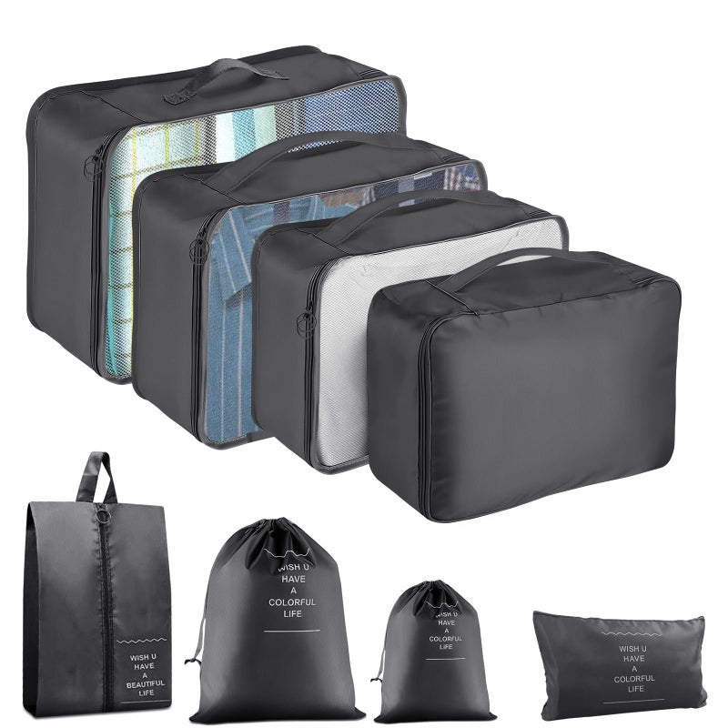 YEEYAA 8 Set Packing Cubes for Suitcase, Packing Cubes for Carry on Suitcases, Luggage Organizer for Travel Essentials, Large Mesh Luggage Bag for Suitcases - Image 1