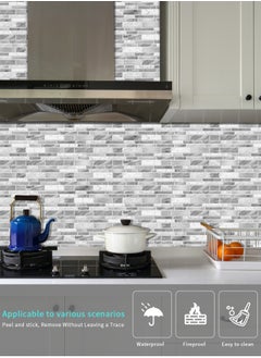 RATSAW 3D Wall Panels Peel and Stick Wallpaper 12PCS 24.6 x 12cm Wall Tiles Self Adhesive Waterproof Wall Sticker Brick Wallpaper Decorative Tiles Stickers for Kitchen Bathroom Wall Decor  - Image 2