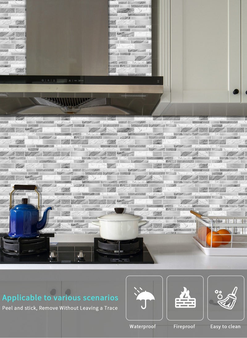 RATSAW 3D Wall Panels Peel and Stick Wallpaper 12PCS 24.6 x 12cm Wall Tiles Self Adhesive Waterproof Wall Sticker Brick Wallpaper Decorative Tiles Stickers for Kitchen Bathroom Wall Decor - Image 2