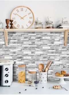 RATSAW 3D Wall Panels Peel and Stick Wallpaper 12PCS 24.6 x 12cm Wall Tiles Self Adhesive Waterproof Wall Sticker Brick Wallpaper Decorative Tiles Stickers for Kitchen Bathroom Wall Decor  - Image 3