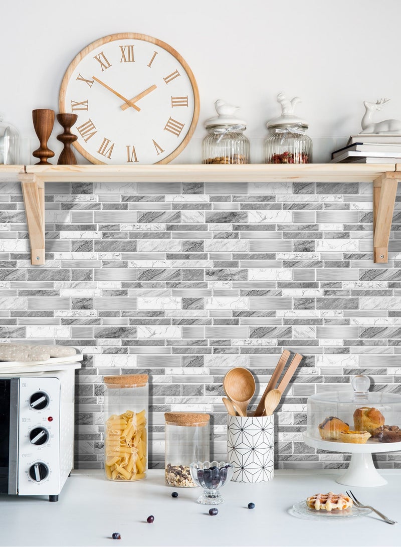 RATSAW 3D Wall Panels Peel and Stick Wallpaper 12PCS 24.6 x 12cm Wall Tiles Self Adhesive Waterproof Wall Sticker Brick Wallpaper Decorative Tiles Stickers for Kitchen Bathroom Wall Decor - Image 3