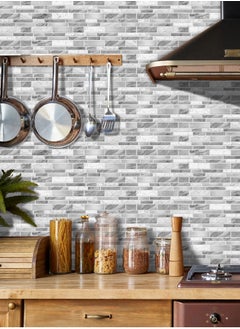 RATSAW 3D Wall Panels Peel and Stick Wallpaper 12PCS 24.6 x 12cm Wall Tiles Self Adhesive Waterproof Wall Sticker Brick Wallpaper Decorative Tiles Stickers for Kitchen Bathroom Wall Decor  - Image 4
