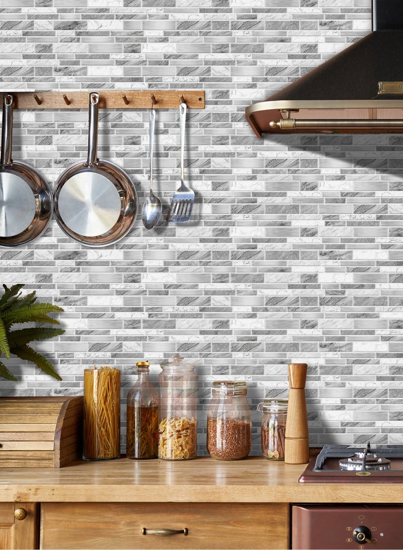 RATSAW 3D Wall Panels Peel and Stick Wallpaper 12PCS 24.6 x 12cm Wall Tiles Self Adhesive Waterproof Wall Sticker Brick Wallpaper Decorative Tiles Stickers for Kitchen Bathroom Wall Decor - Image 4