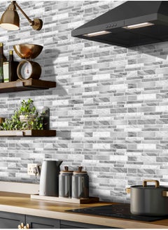 RATSAW 3D Wall Panels Peel and Stick Wallpaper 12PCS 24.6 x 12cm Wall Tiles Self Adhesive Waterproof Wall Sticker Brick Wallpaper Decorative Tiles Stickers for Kitchen Bathroom Wall Decor  - Image 5