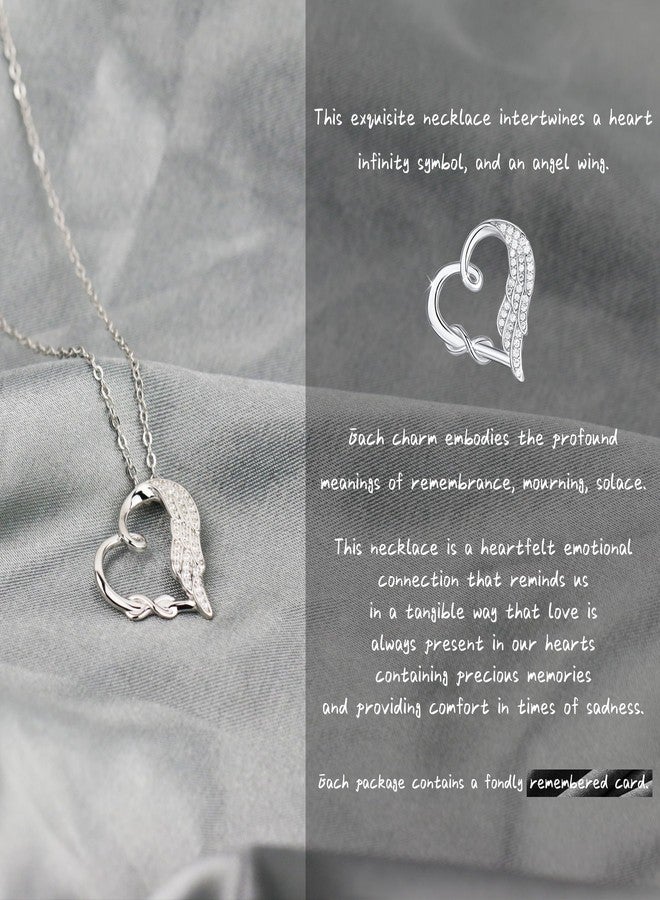 Sereney Memorial Gifts for Loss of Son, Sterling Silver Angel Wing Infinity Heart Pendant Necklace as Sympathy Bereavement Condolence Funeral Grief Gifts for Loss of Son for Mother - Image 3