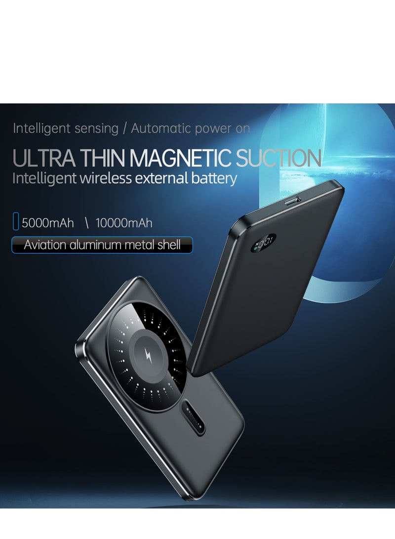 GULFLINK Mini Magnetic Wireless Portable Charger 5000mah Super Slim Fast Charging Black - Image 2