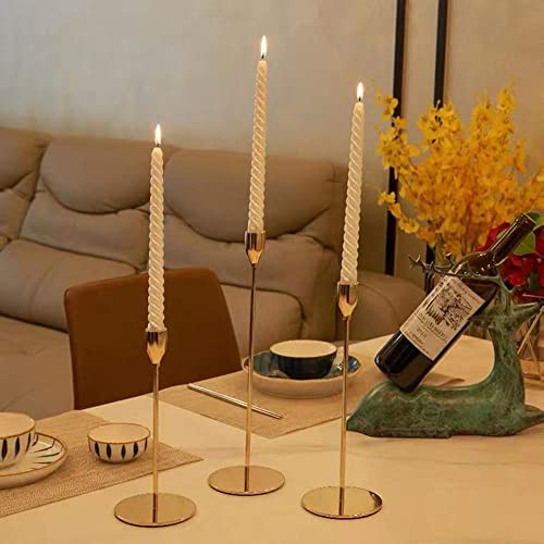 Ahpuhtan Gold Taper Candle Holder Set of 6, Brass Gold Tall Candlestick Holders, Metal Vintage Candle Stickers Long Holder Set, Pillar Decorative Candle Holder Fits 3/4 Inch Candle - Image 5