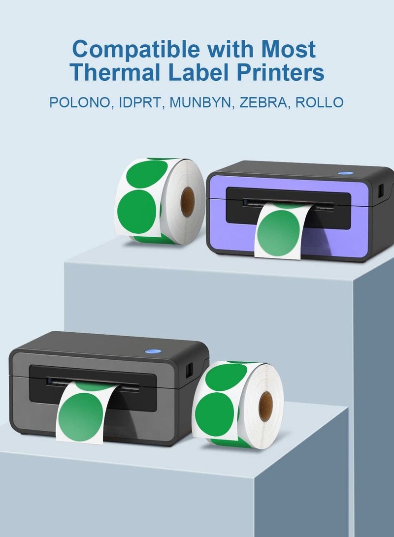 Excefore Thermal Sticker Labels, 5cm Pink Self-Adhesive Round Direct Multi-Purpose Roll Labels for DIY Logo Design, QR Code, Name Tag, Inventory-Pink 600 Labels/1 Roll, Green - Image 2