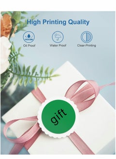 Excefore Thermal Sticker Labels, 5cm Pink Self-Adhesive Round Direct Multi-Purpose Roll Labels for DIY Logo Design, QR Code, Name Tag, Inventory-Pink 600 Labels/1 Roll, Green  - Image 3