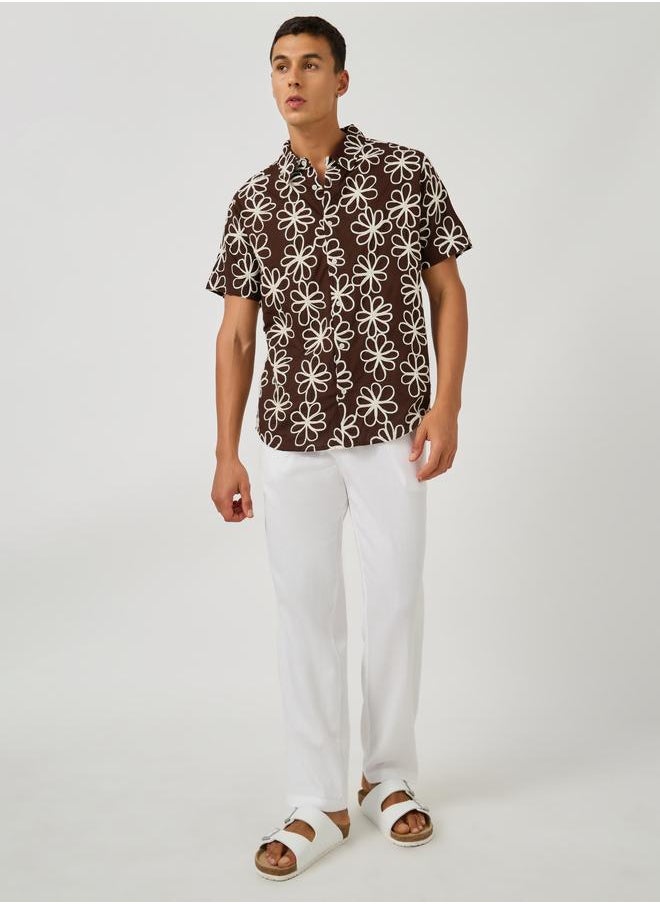 Styli Styli Embroidered Short Sleeve Regular Fit Shirt  - Image 2