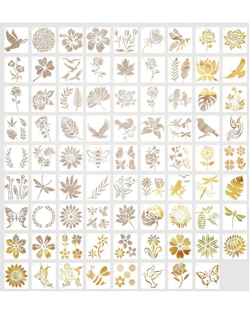 KalamkariX 80 PCS Stencils for Craft and Art, Flower Stencils for Painting and DIY Projects, Home Decor, Scrapbooking, and Fabric Painting, Reusable Templates - Image 1
