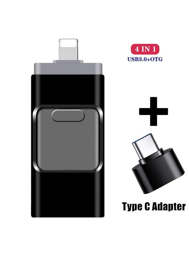 OTG 4-in-1 mobile phone U disk 2TB cross-border U disk for Apple mobile phone computer U disk 64g128g black 4IN 1 64GB