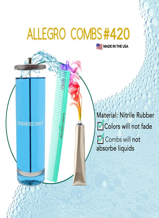 اليجرو كومبس مجموعة أمشاط قص الشعر Allegro Combs رقم 420 - 12 مشطًا احترافيًا للجيب بأسنان عريضة ودقيقة لمصففي الشعر - صنع في الولايات المتحدة الأمريكية (نعناع منعش) - Image 5