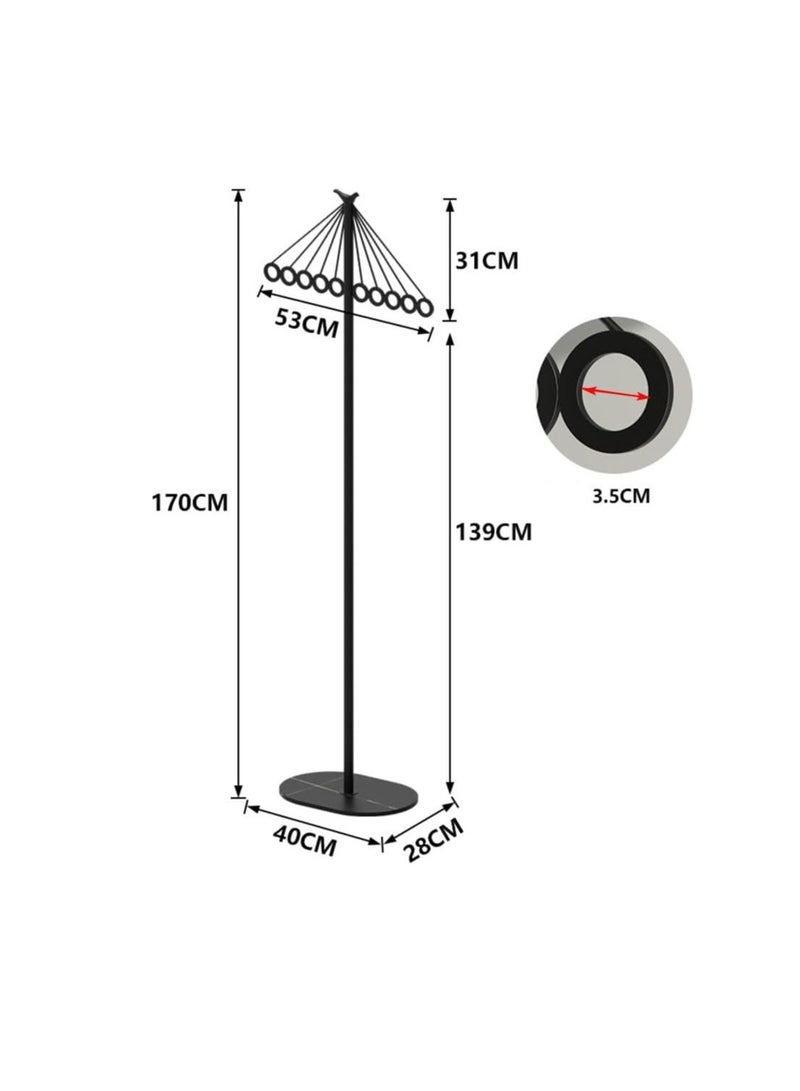 Circular Ring Clothes Stand Hanger, Creative Umbrella Style Clothes Rack, Bedroom Clothes Stand, Home Floor Standing Garment Rack, Living Room Clothing Hanging Rack for Long Dress Coat Suit (Black)  - Image 2