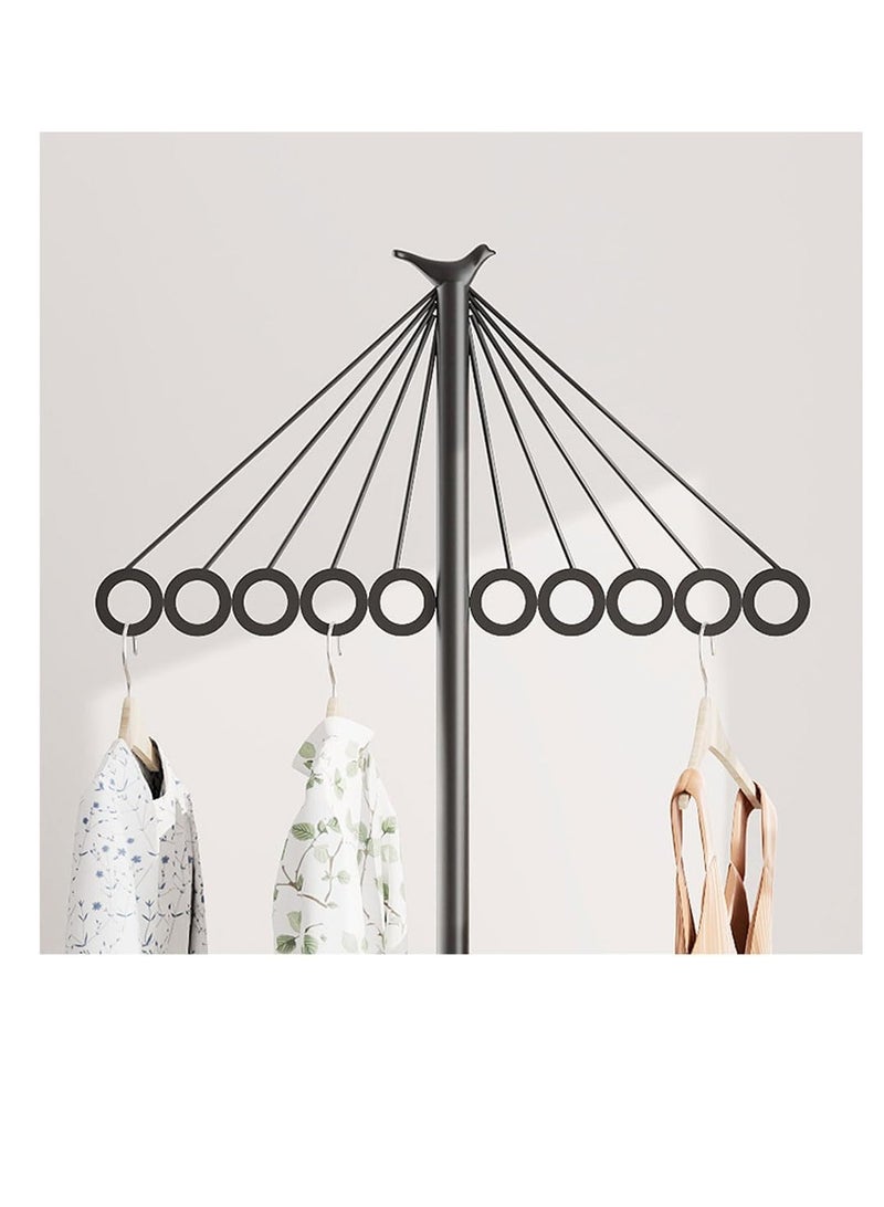 Circular Ring Clothes Stand Hanger, Creative Umbrella Style Clothes Rack, Bedroom Clothes Stand, Home Floor Standing Garment Rack, Living Room Clothing Hanging Rack for Long Dress Coat Suit (Black)  - Image 5