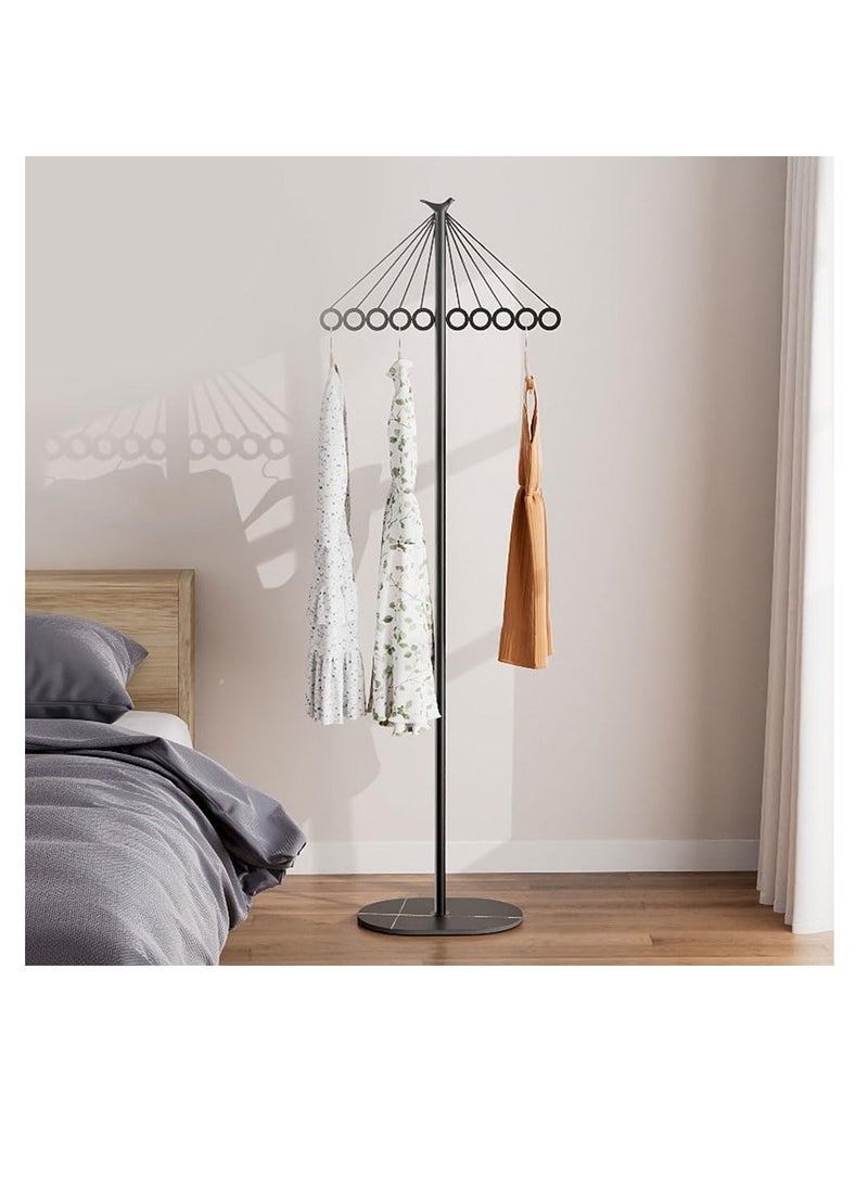Circular Ring Clothes Stand Hanger, Creative Umbrella Style Clothes Rack, Bedroom Clothes Stand, Home Floor Standing Garment Rack, Living Room Clothing Hanging Rack for Long Dress Coat Suit (Black)  - Image 1