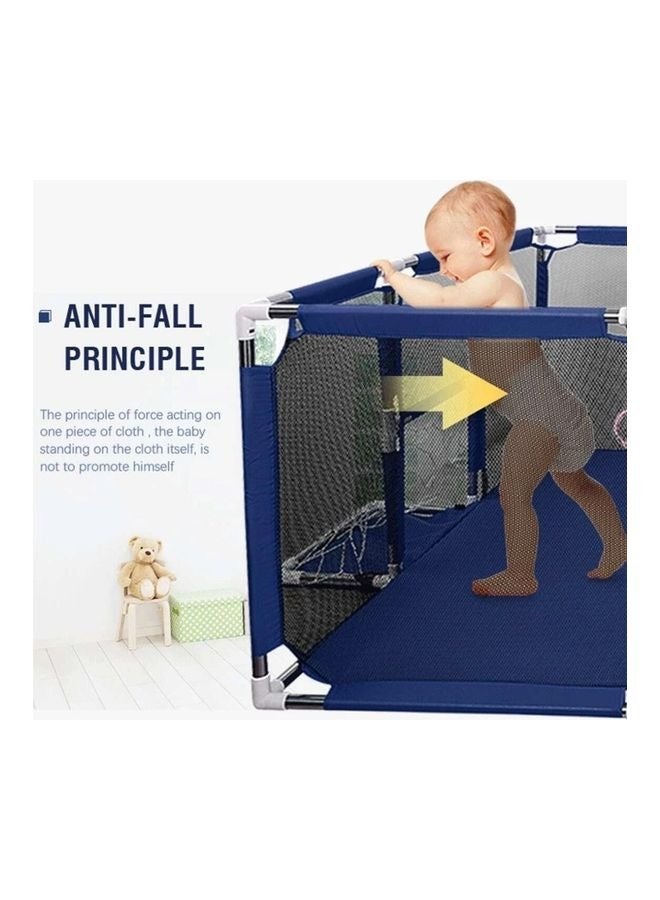 Toy Box Safety Large Portable Play Pen For Twin, Baby And Toddler Indoor Outdoor With Extra Tall Size, Fun Activities, Basketball Hoop & Mat blue - Image 5