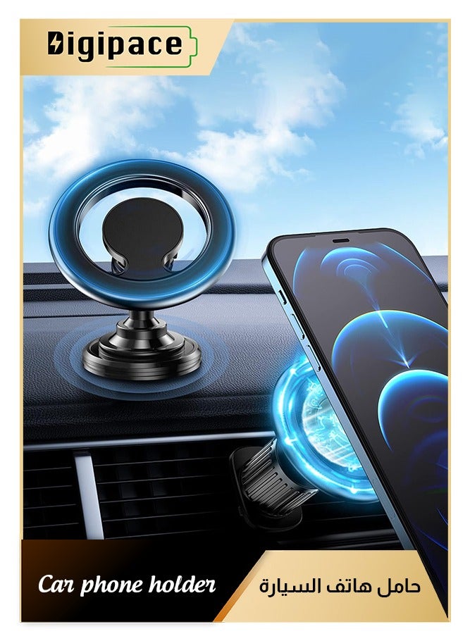Concretization Magsafe 2 in 1 Magnetic Car Phone Holder Car Air Vent Phone Holder with Two Magnetic Rings Car Accessories for iPhone and Other Smartphones - Image 1