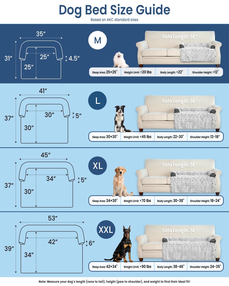 blunique Calming Small Dog Bed for Couch, 35 x 31 inch Removable Couch Cover for Dogs Washable, Non-Slip Fluffy Plush Dog Sofa Mat for Furniture Protector - Grey - Image 5