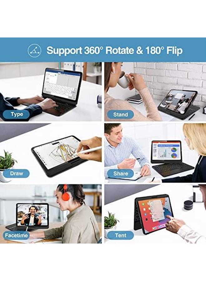 Procases Keyboard Case With Multi Touch Trackpad For Ipad 10Th Generation 360 Degree Rotation 7 Color Backlit Touchpad Keyboard Case For 10Th Gen 10.9 Inch Ipad 2022 -Black - Image 4