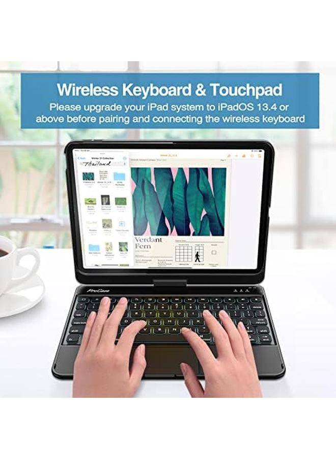 Procases Keyboard Case With Multi Touch Trackpad For Ipad 10Th Generation 360 Degree Rotation 7 Color Backlit Touchpad Keyboard Case For 10Th Gen 10.9 Inch Ipad 2022 -Black - Image 3