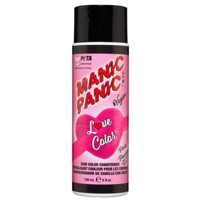 MANIC PANIC Cool Bright Neon Pink Color Depositing Conditioner Love Color Hair Conditioner Keeps Hair Vibrant Nourished Refreshed Formulated with Shea Butter Quinoa Pink Passion 8oz