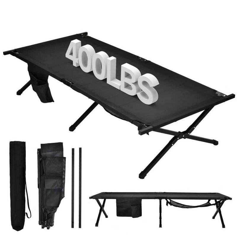 WEIDIORME Portable Camping Cot for Adults, 300lbs Heavy Duty Folding Bed with 60s Quick Setup, Compact & Lightweight for Outdoor, Guest, Office Nap, Hospital Stay(Black) - Image 1