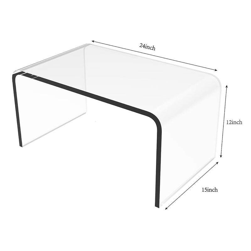 MESAILUP Acrylic Side Table, 24" L x 15" W x12'' H x3/5'' Thick C-Shape Clear Modern Decorative End Table, Multipurpose Coffee Table for Living Room, Bedroom and Office (1pcs) - Image 5