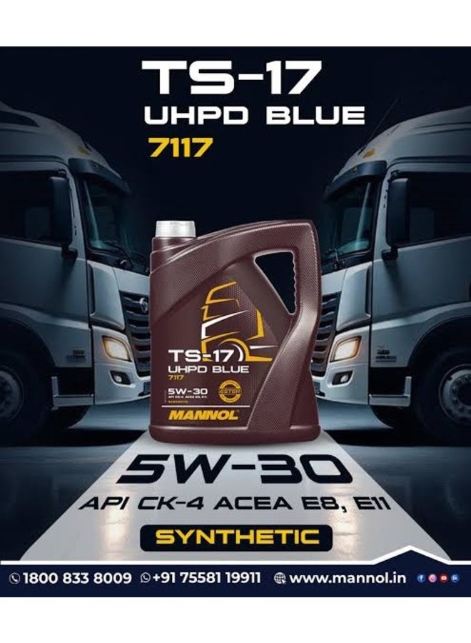 MANNOL 7117 (5L) TS-17 UHPD BLUE SAE 5W-30 API CK-4 ACEA E8 ACEA E11 FULLY SYNTHETIC TRUCK ENGINE OIL - Image 3
