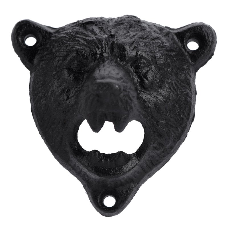 1Pc Cast Iron Bear Shape Wall Mounted Beer Soda Glass Bottle Cap Opener Kitchen Bar Tools Hot - Image 1