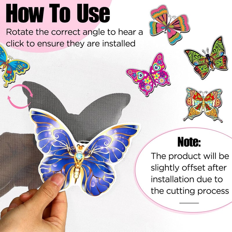 Eaasty 10 Pieces Butterfly Screen Door Magnets Double Sided Screen Door Magnets Stickers Magnetic Flexible Protector Decorative Multicolor for Window Patio Sliding Doors Protector(Colorful Style) - Image 3
