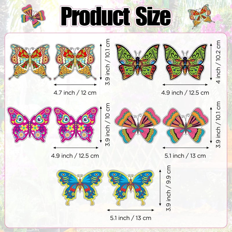 Eaasty 10 Pieces Butterfly Screen Door Magnets Double Sided Screen Door Magnets Stickers Magnetic Flexible Protector Decorative Multicolor for Window Patio Sliding Doors Protector(Colorful Style) - Image 2