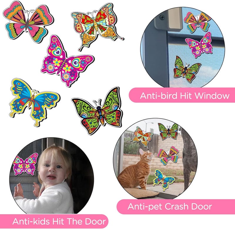 Eaasty 10 Pieces Butterfly Screen Door Magnets Double Sided Screen Door Magnets Stickers Magnetic Flexible Protector Decorative Multicolor for Window Patio Sliding Doors Protector(Colorful Style) - Image 4