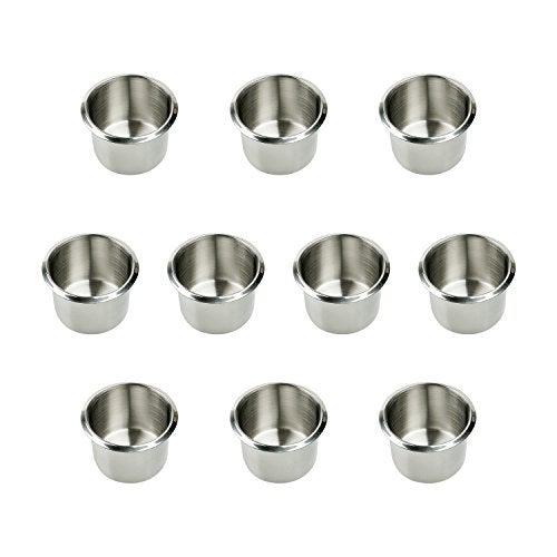 Yuanhe Game Table Cup Holder Insert 10 Pack Stainless Steel Small Dropin Drink Cup Holder Poker Table Cup Holders for Casino Table Game Table Sofa Boats Bench Work Desk RV Cars Trucks - Image 1