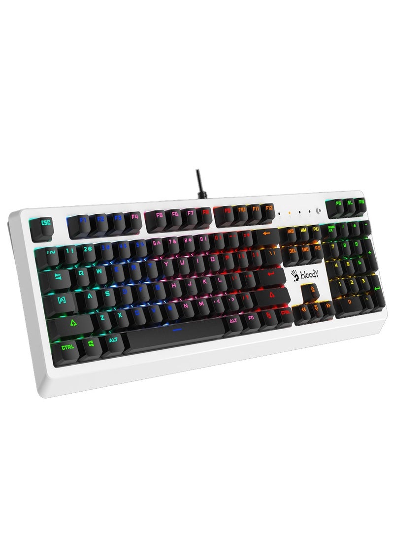 Bloody - B810RC RGB Gaming Keyboard - Optical BLUE Switch - LK Tactile & Clicky - Zero-Lag Response with Lightning Speed - Magnetic Detachable Cover (White) - Image 1