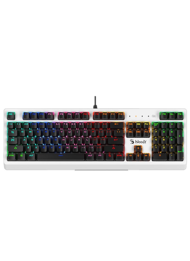Bloody - B810RC RGB Gaming Keyboard - Optical BLUE Switch - LK Tactile & Clicky - Zero-Lag Response with Lightning Speed - Magnetic Detachable Cover (White) - Image 1