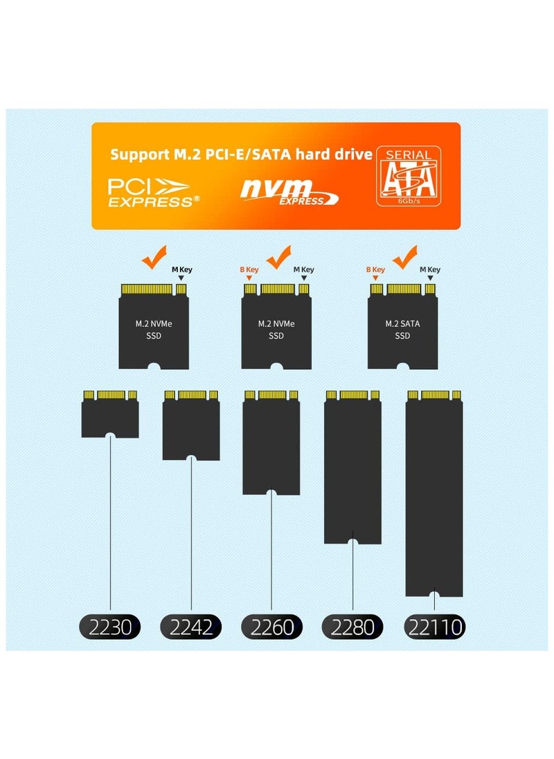 SYOSI - K3016SD NVMe SATA SD 3 Bay SSD Docking Station, 10Gbps M.2 SSD Reader Adapter Enclosure, Compatible SD Express/M.2 NVMe SATA SSD. (Not Support Clone) - Image 1