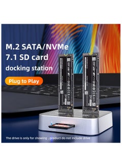 SYOSI محطة إرساء SSD 3 Bay K3016SD NVMe SATA، محول قارئ SSD M.2 بسرعة 10 جيجابت في الثانية، متوافقة مع SD Express/M.2 NVMe SATA SSD. (لا تدعم النسخ)  - Image 3