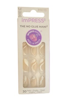 KISS imPRESS THE NO GLUE MANI 30 Nails IMM29C On My Mind Size M  - Image 1