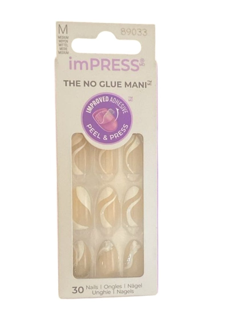 KISS - imPRESS THE NO GLUE MANI 30 Nails IMM29C On My Mind Size M - Image 1