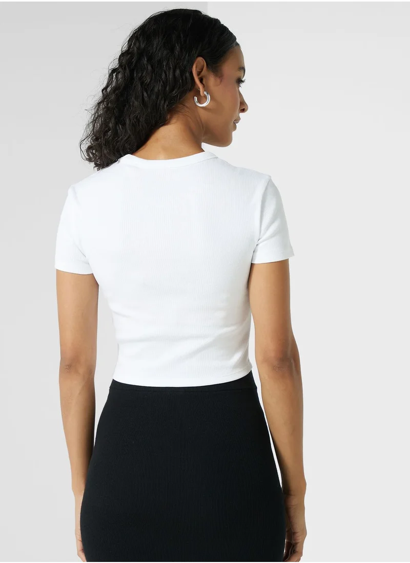 HUGO Crew Neck Crop Top