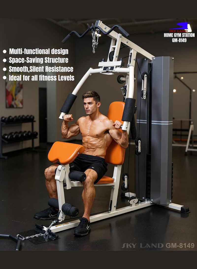 Sky Land SKY LAND Single Station Home Gym | 69KG Weight Stack Multi-Function Fitness Machine | Bench Press, Leg Extension, Lat Pulldown, Full Body Workout | جهاز جيم منزلي شامل GM-8149  - Image 2