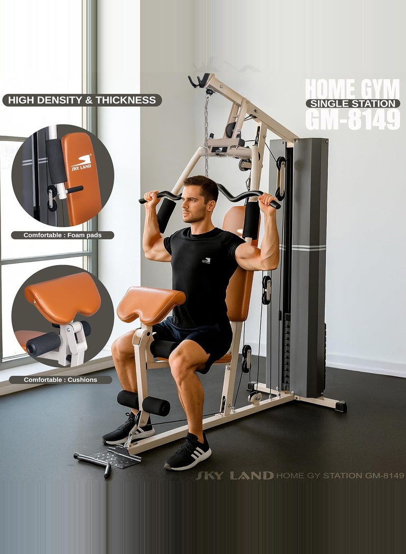 Sky Land SKY LAND Single Station Home Gym | 69KG Weight Stack Multi-Function Fitness Machine | Bench Press, Leg Extension, Lat Pulldown, Full Body Workout | جهاز جيم منزلي شامل GM-8149  - Image 3