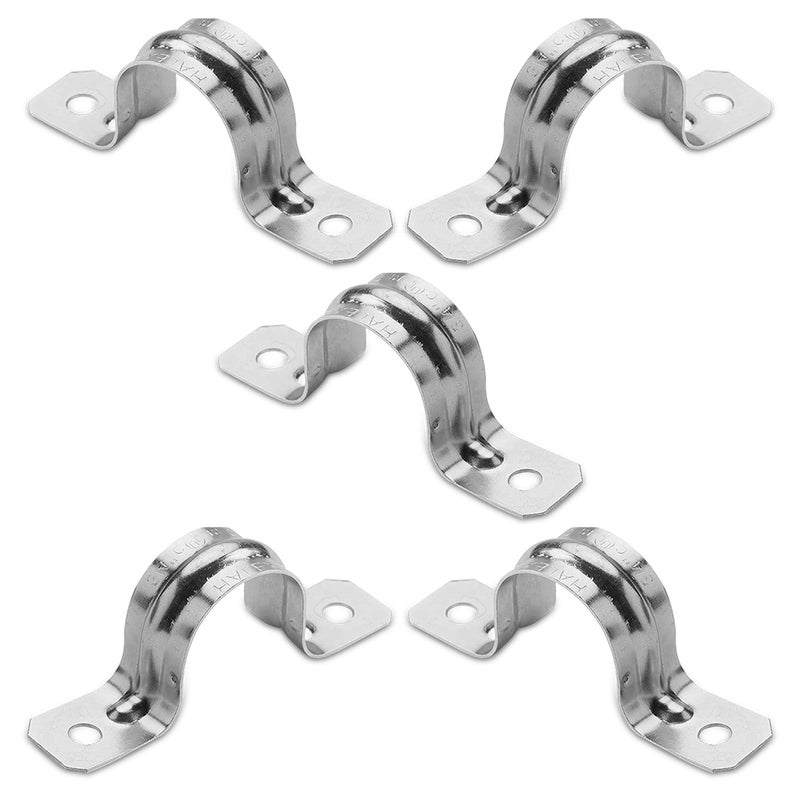Ohlectric Pipe Support Strap - Steel Pipe Strap With 2 Holes - Heavy-Duty 2 Inch U Bracket - Zinc Coated Tension Tube Clip - Pipe Clamp For Emt Conduits - Ol-72891 - 5 Pcs - Image 1