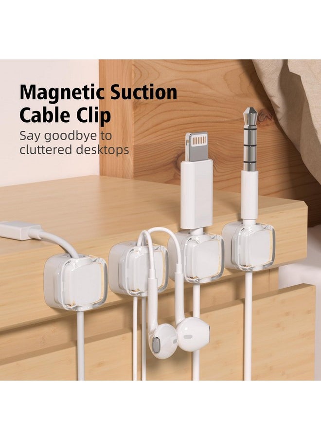 RockBirds Rockbirds Six Pack Desk USB Magnetic Cable Clips, Flip-top Cord Organizer with Strong Adhesive Wire Organizer for Cable Management, Versatile Cord Holder for Nightstand, Office, Kitchen(White)  - Image 4
