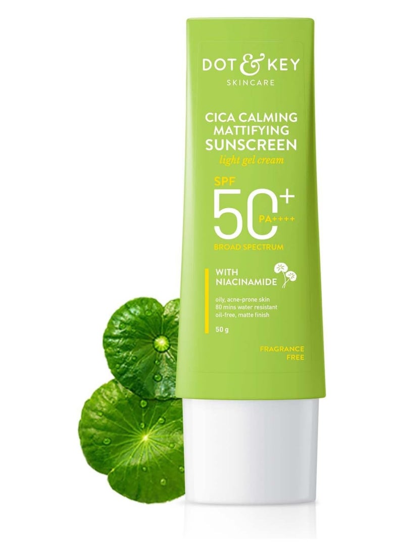 Dot & Key - Dot & Key CICA Claming Niacinamide Sunscreen with SPF 50 PA+++ | UV Protection Face Sunscreen for Oily, Acne Prone & Sensitive Skin | 50g - Image 1
